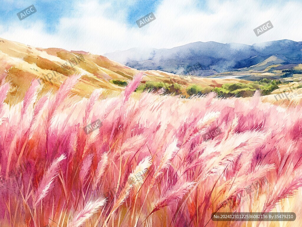 蘆花唯美插畫