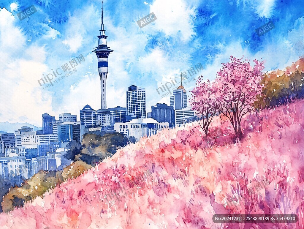 新西蘭城市水彩