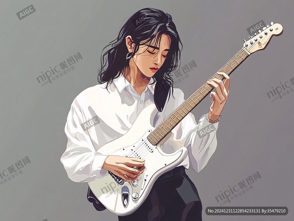 吉他人物插畫