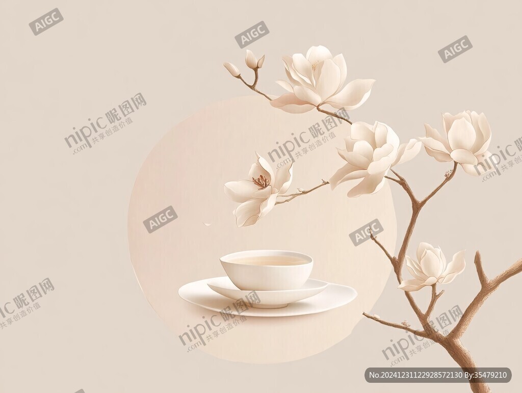 桂花紅茶插畫