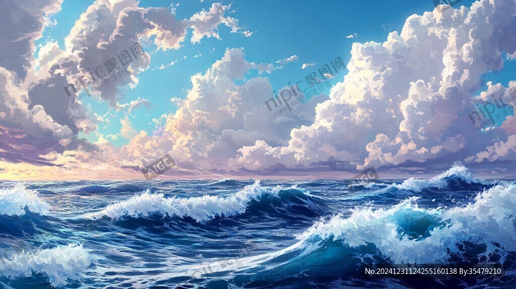 插畫海洋遼闊