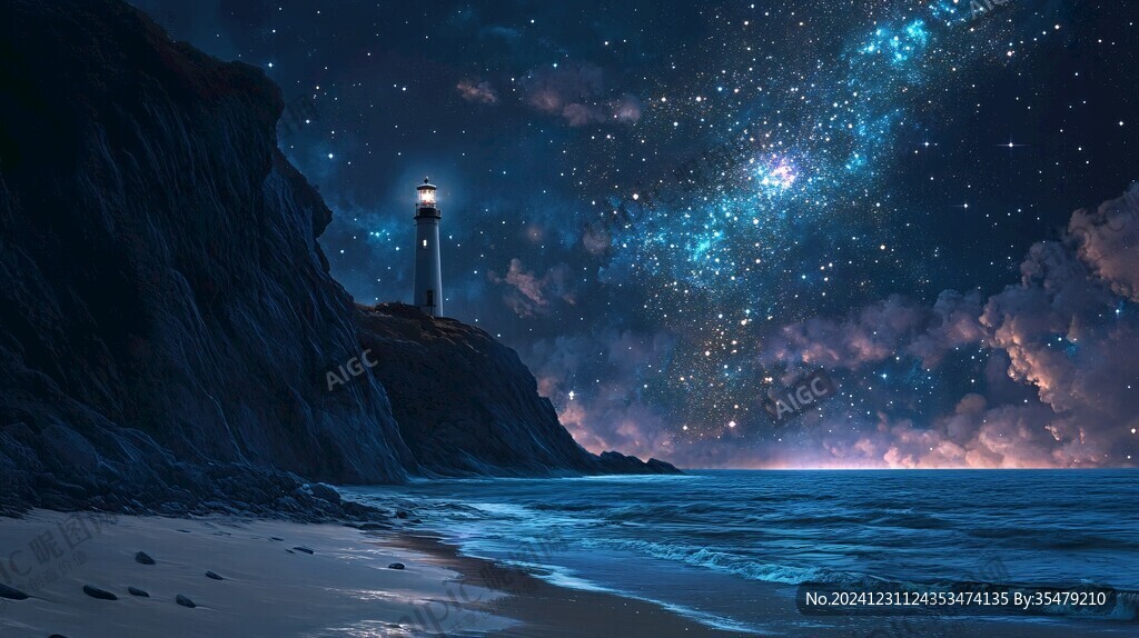 夢幻海上夜景