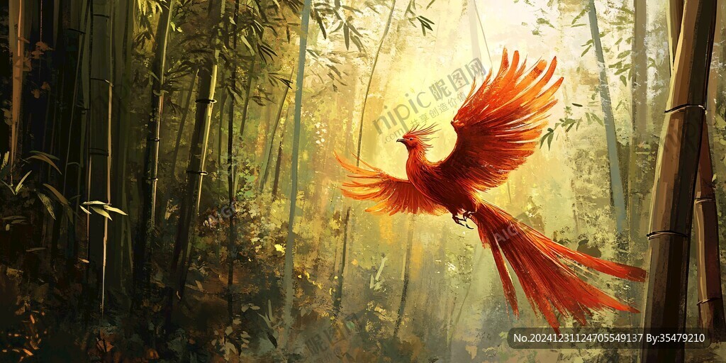竹林飛鳥插畫