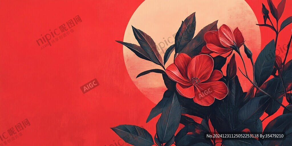 簡紅大氣花朵