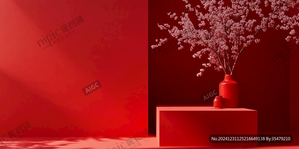 紅色新中式花藝