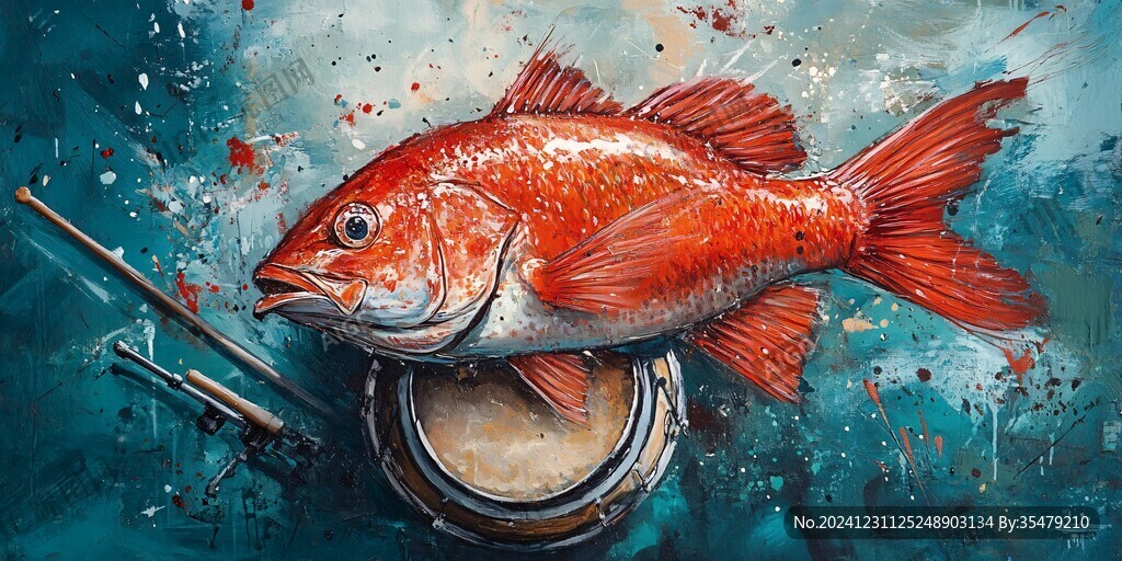 手繪木桶魚壁畫