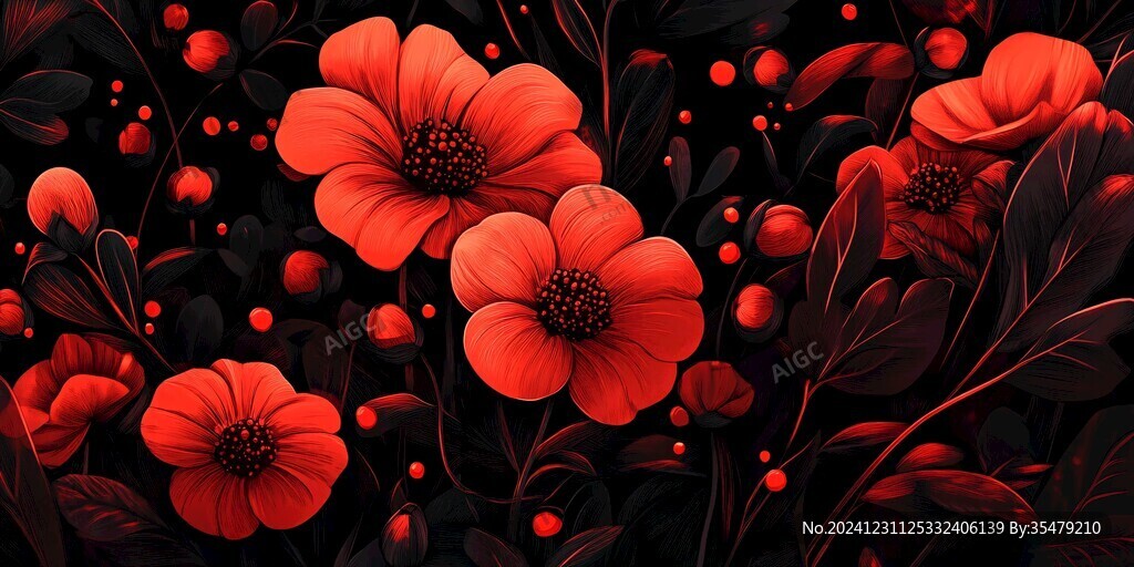 簡紅大氣花朵