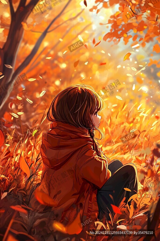 秋天治愈插畫