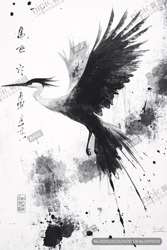 潑墨仙鶴