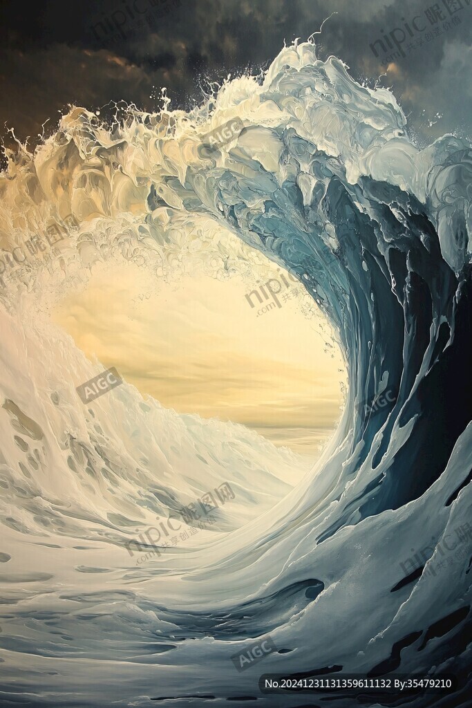 海浪無框畫