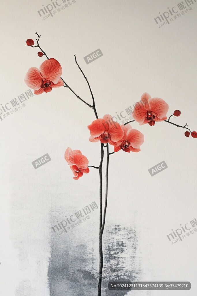 水墨木棉花工筆木棉花