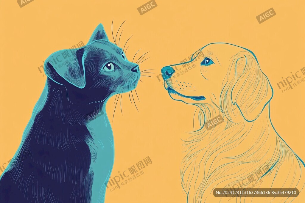 貓狗插畫