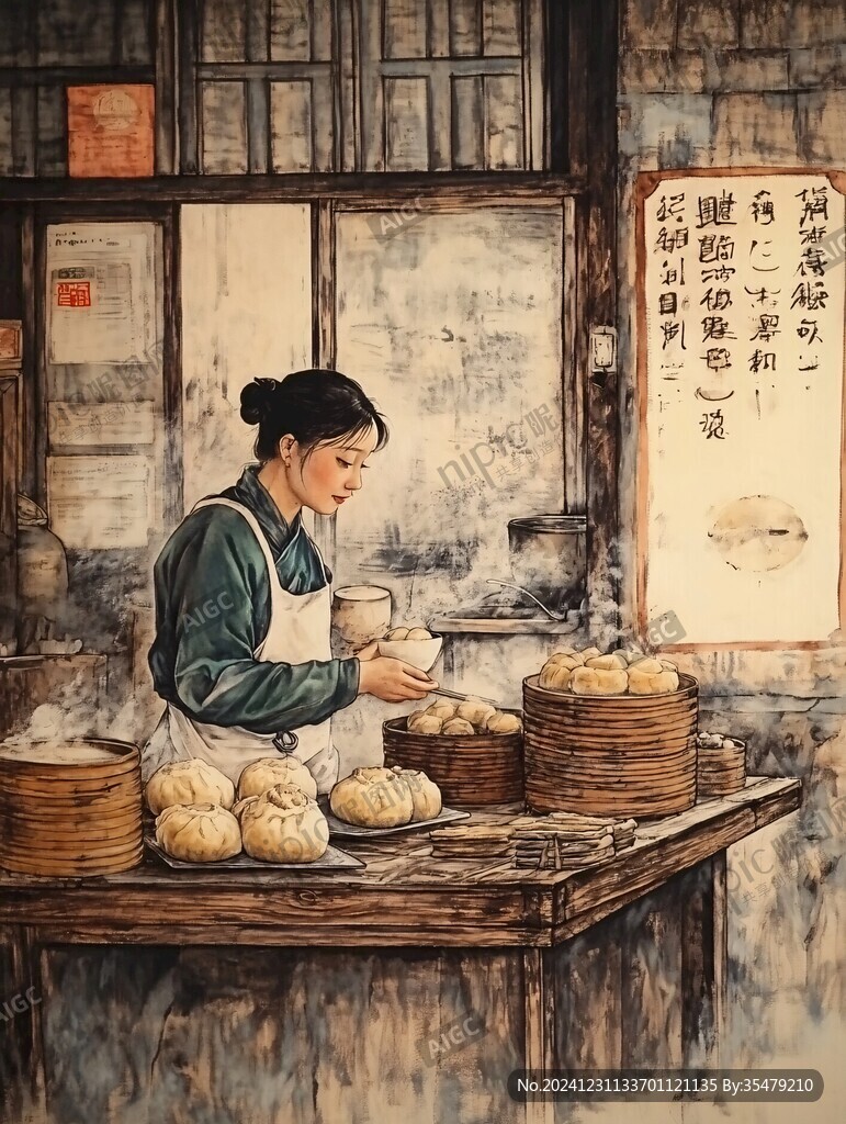 燒賣店壁畫