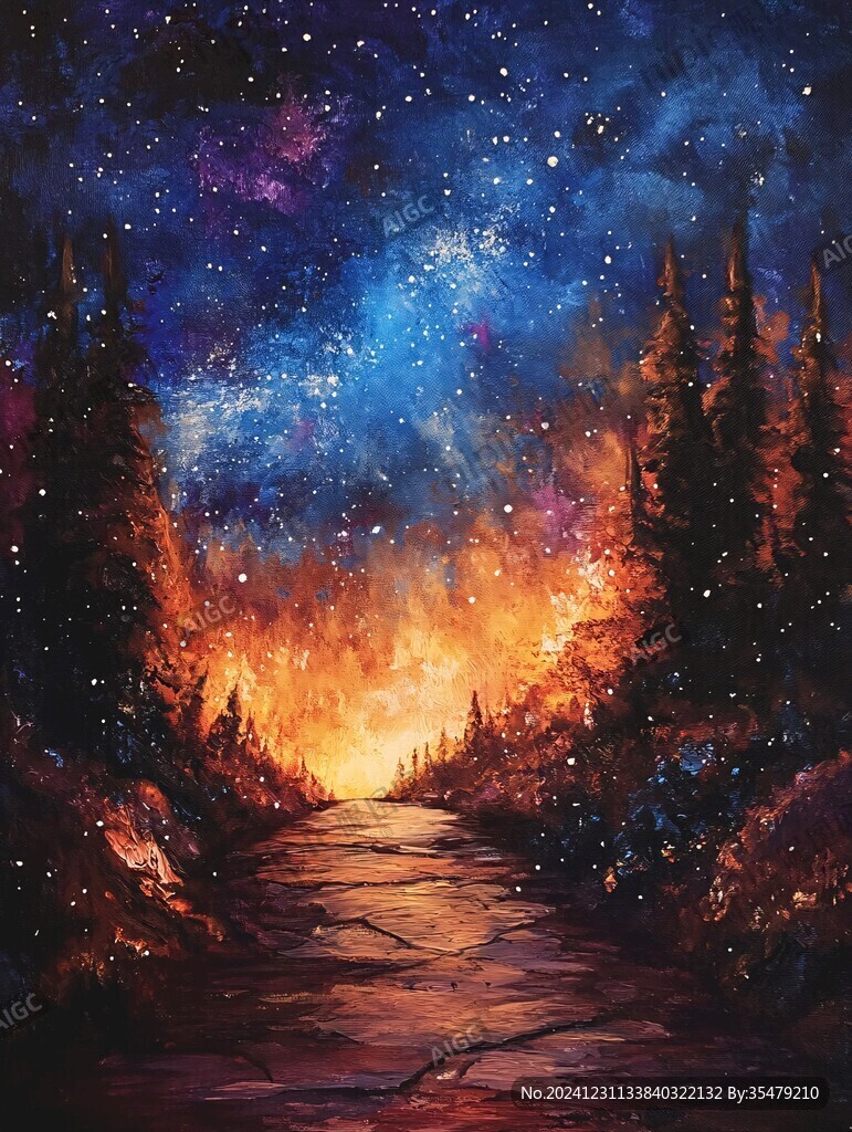 星夜油畫