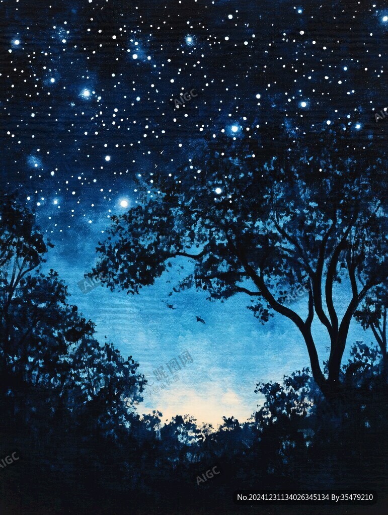 手繪唯美夜晚