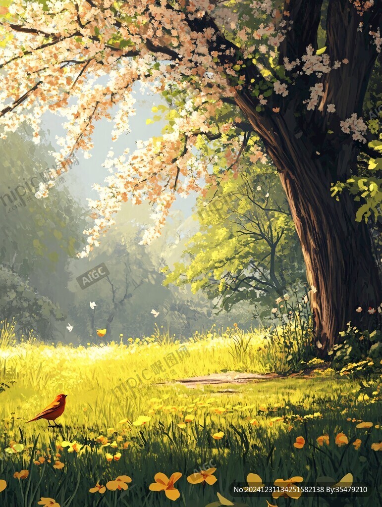 春天森林插畫