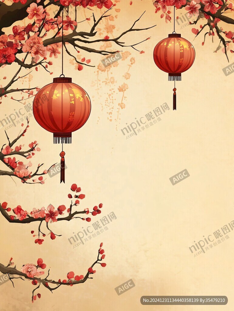 燈籠梅花背景圖