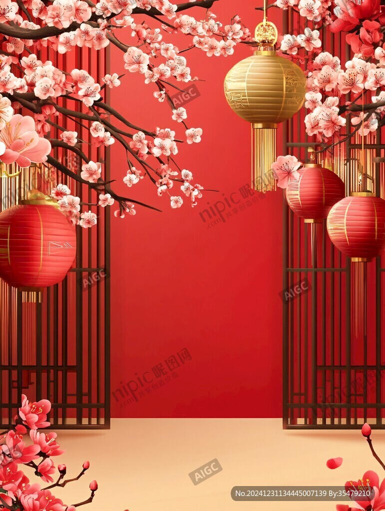 燈籠梅花背景圖