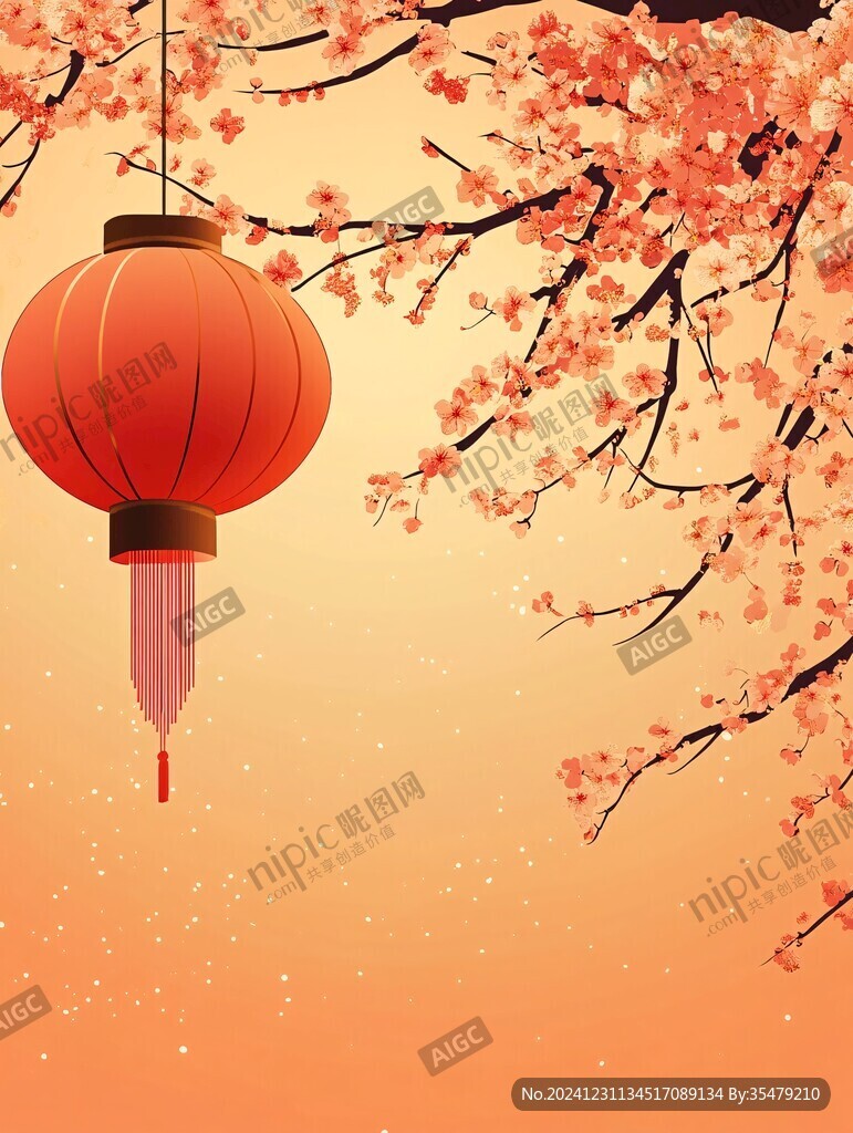 燈籠梅花背景圖