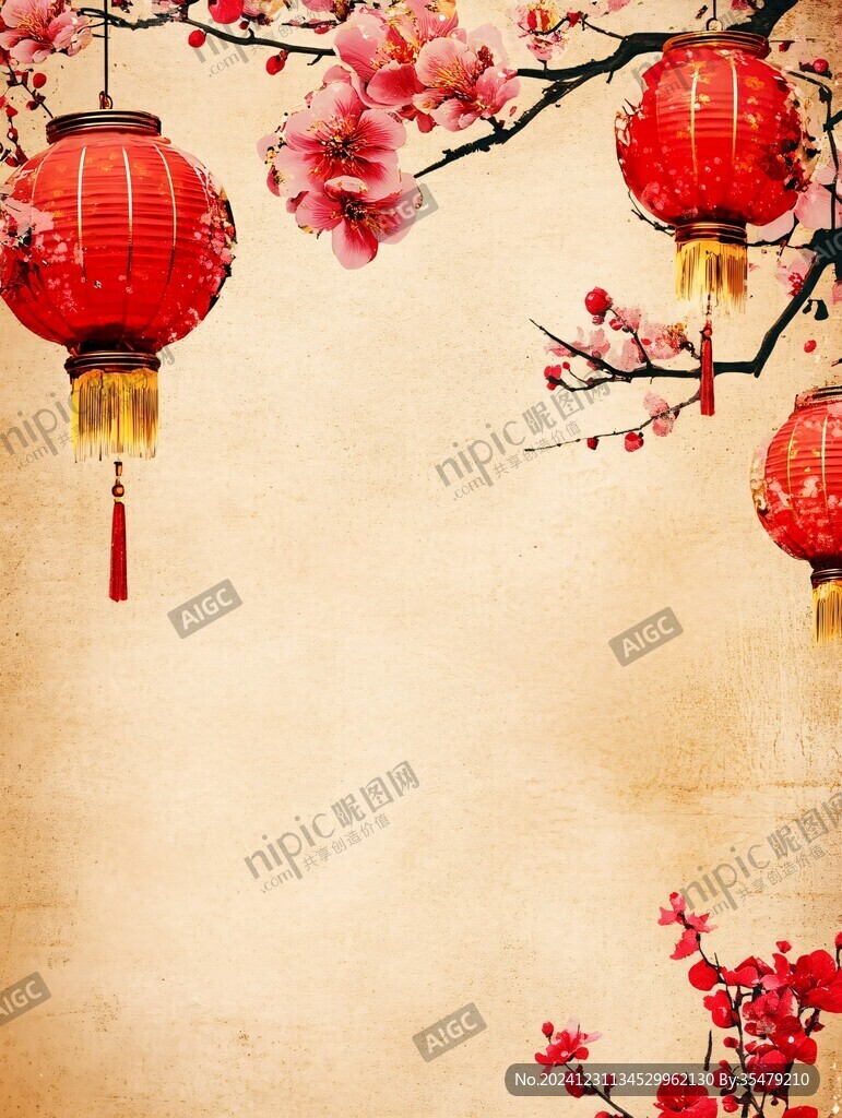 燈籠梅花背景圖