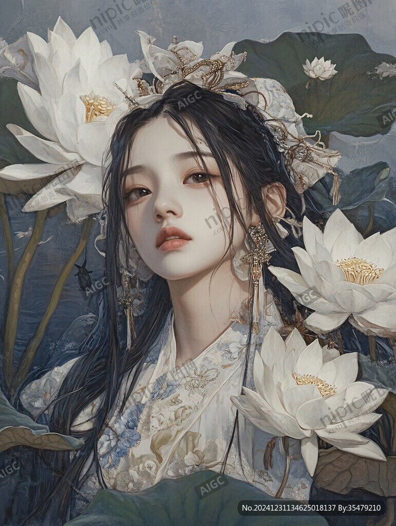 古風(fēng)美女頭像插畫封面