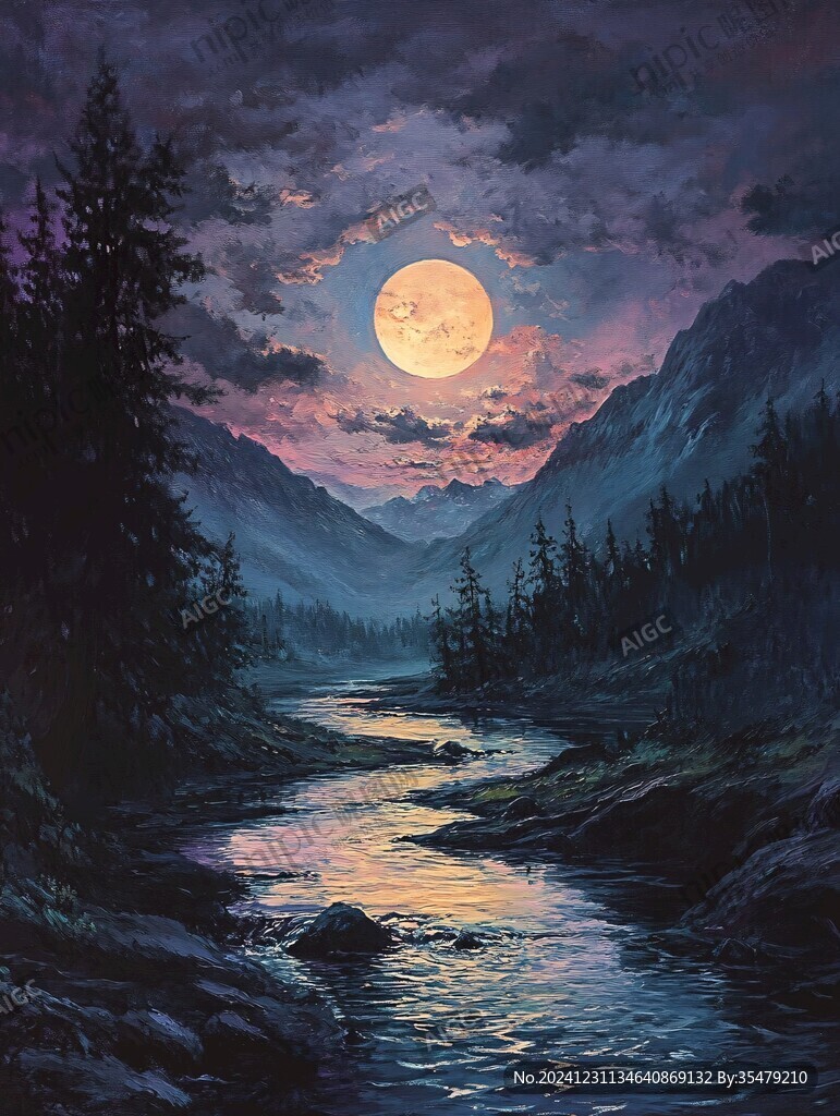 月夜油畫