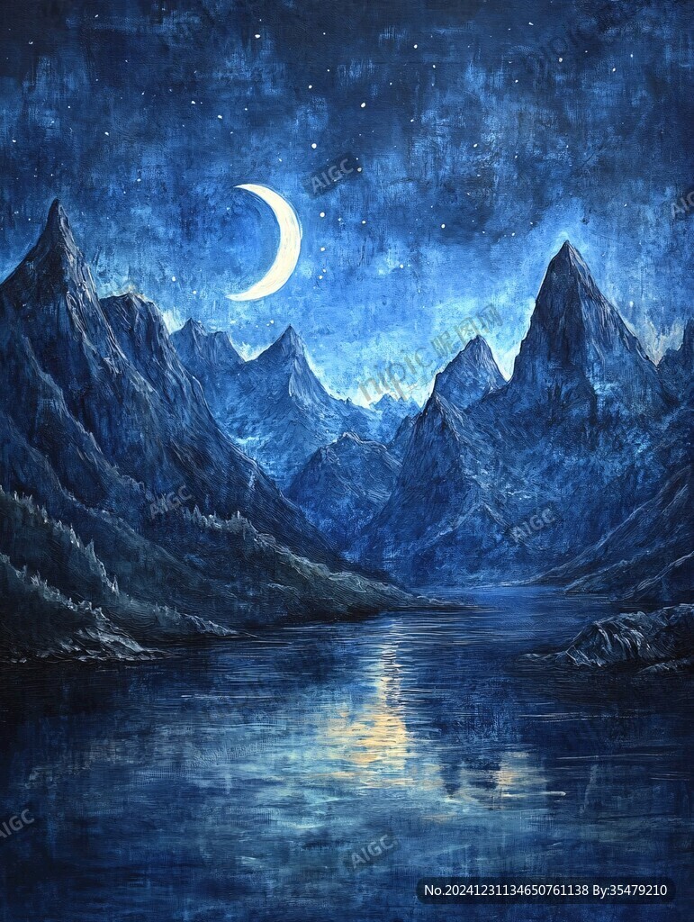 月夜油畫