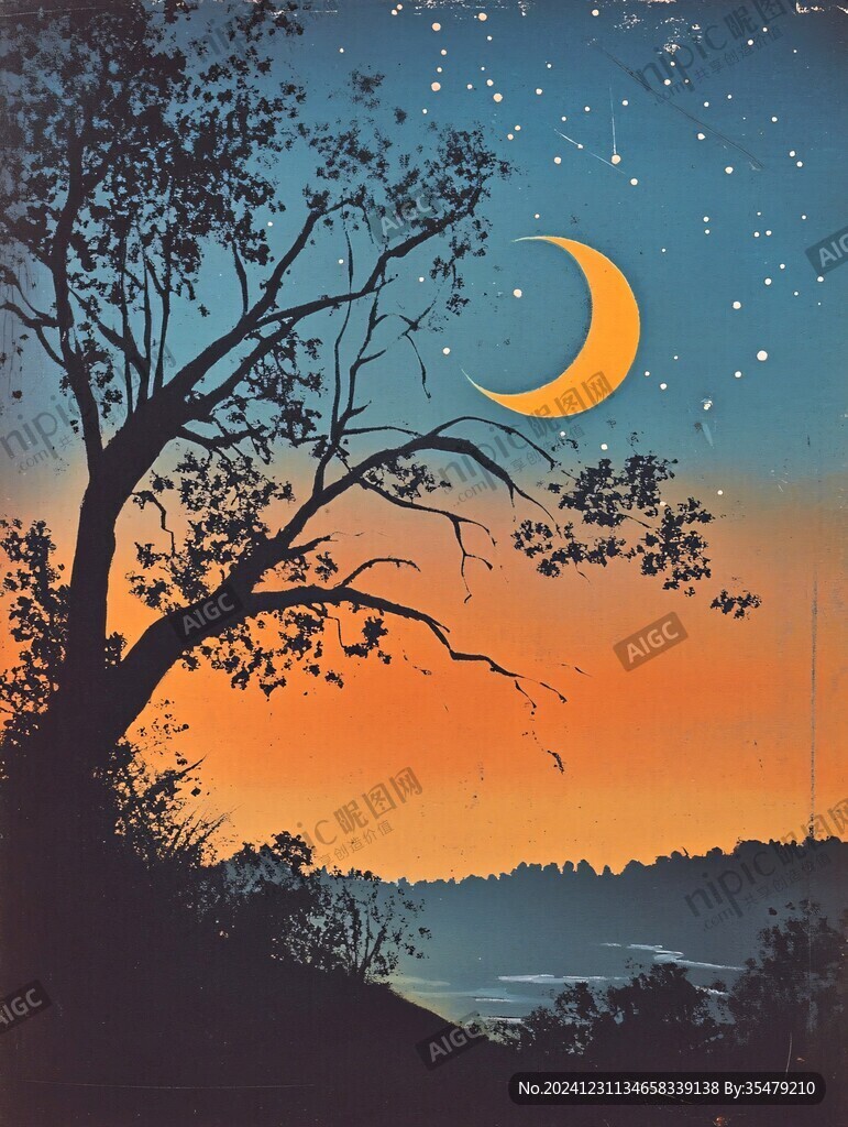月夜裝飾畫