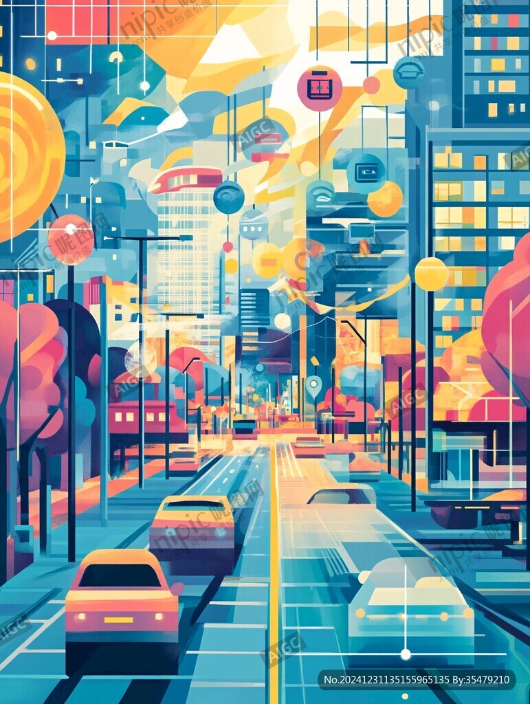 智能城市裝飾畫
