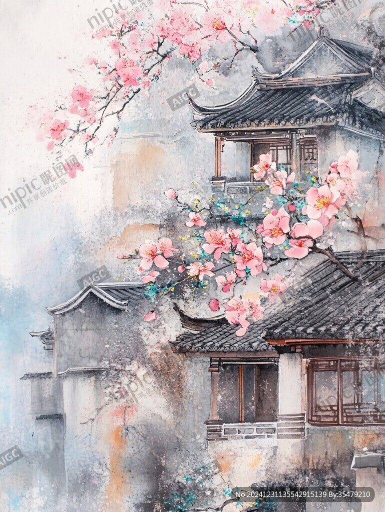 水彩江南