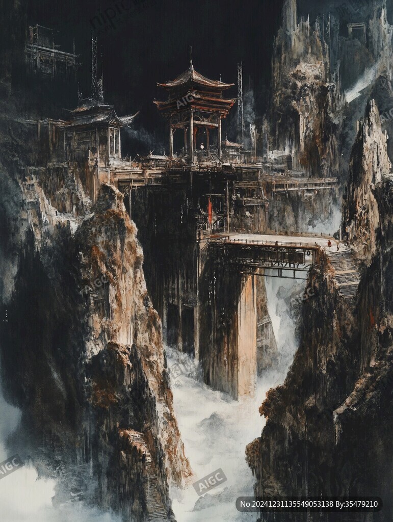 龔灘古鎮(zhèn)油畫