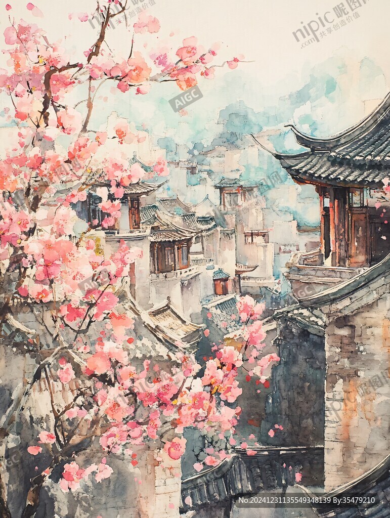 水彩江南