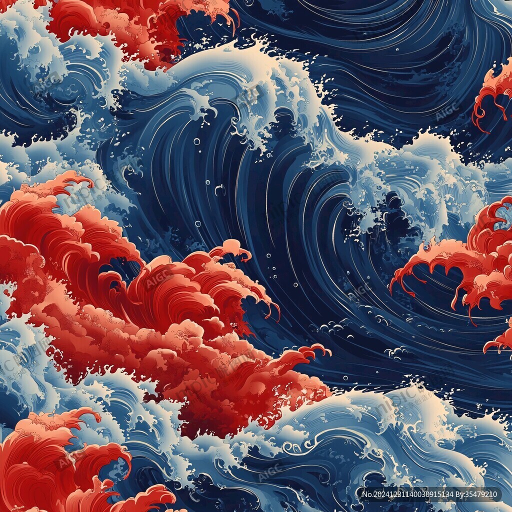 浪濤翻滾包裝底紋