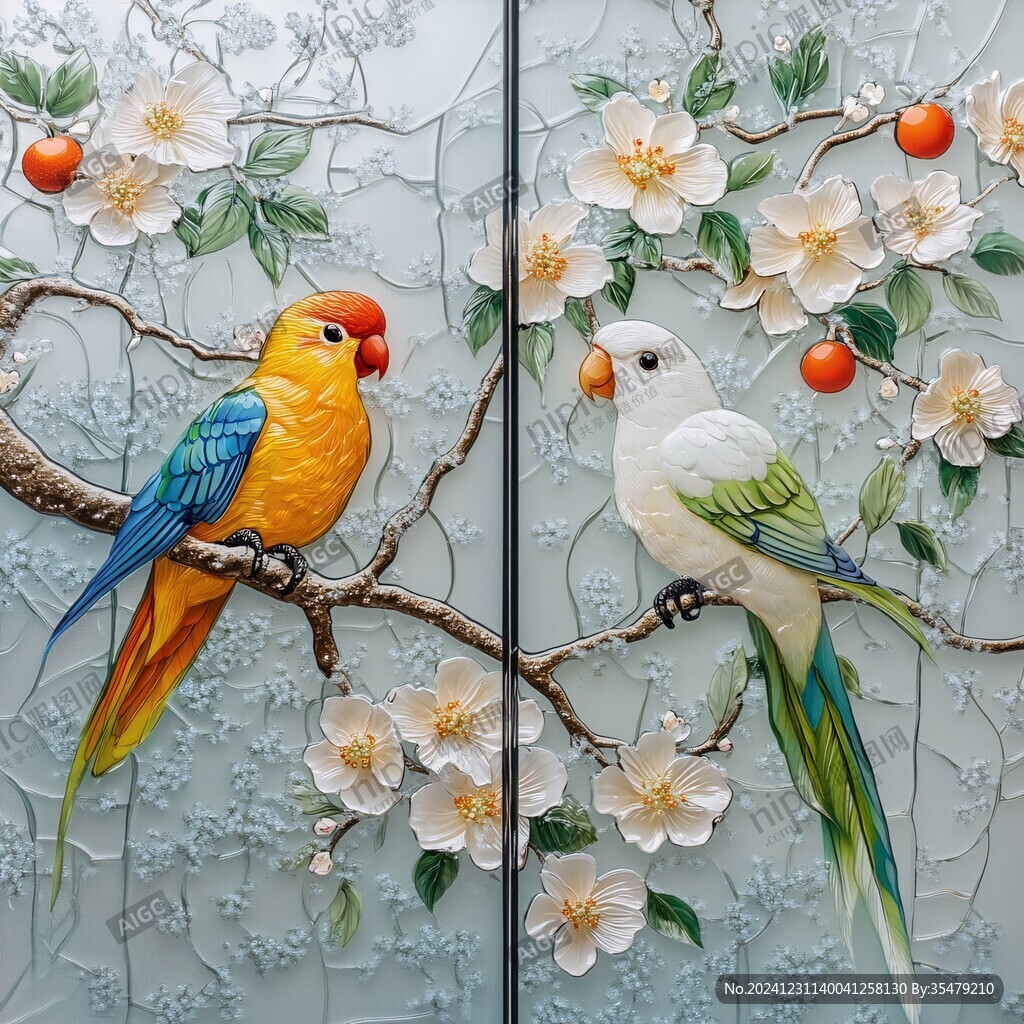 3d立體浮雕花鳥