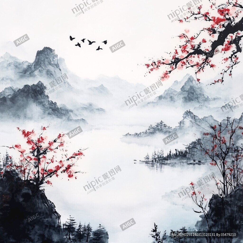 詩意古風水墨山水