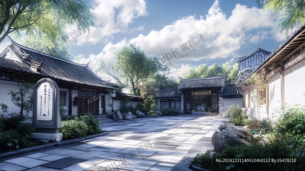 中式別墅景區景點廣場