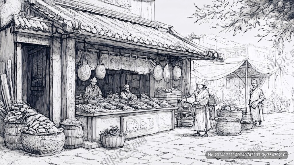 手繪炸油條店