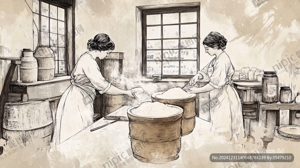 腐乳制作插畫