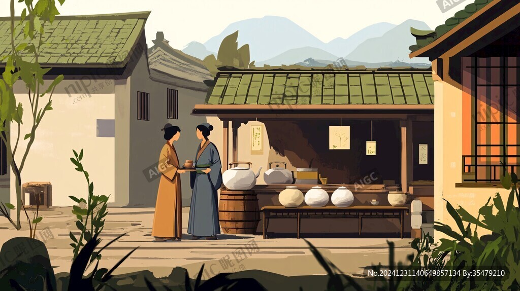 石磨插畫