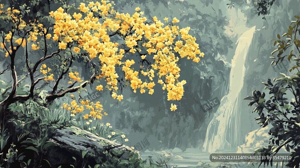黃花槐插畫
