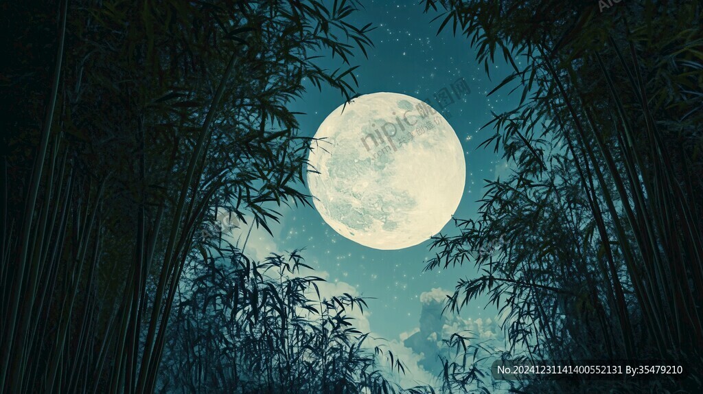 竹林圓月