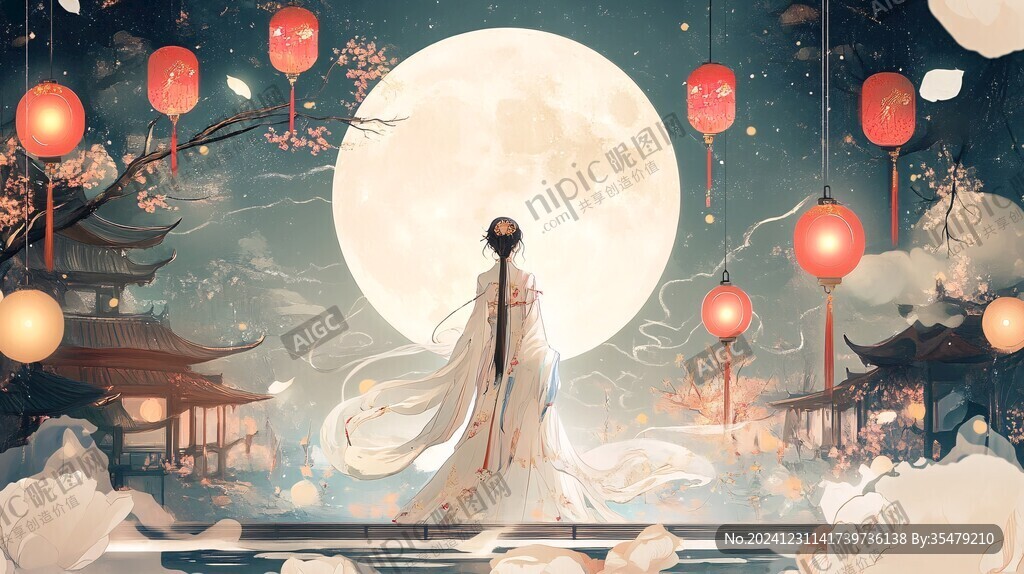 花好月圓賀圖