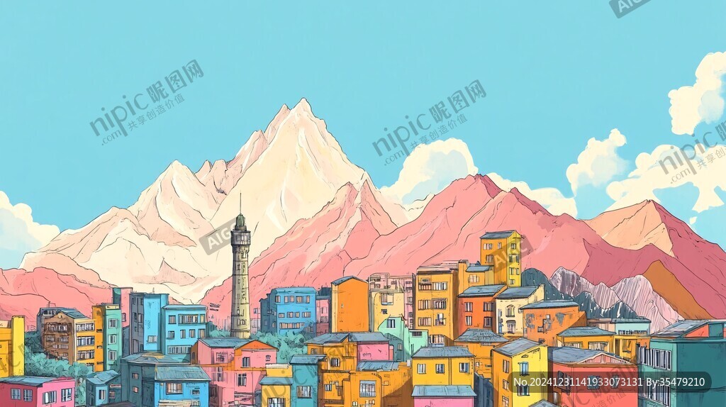 納西族城市插畫