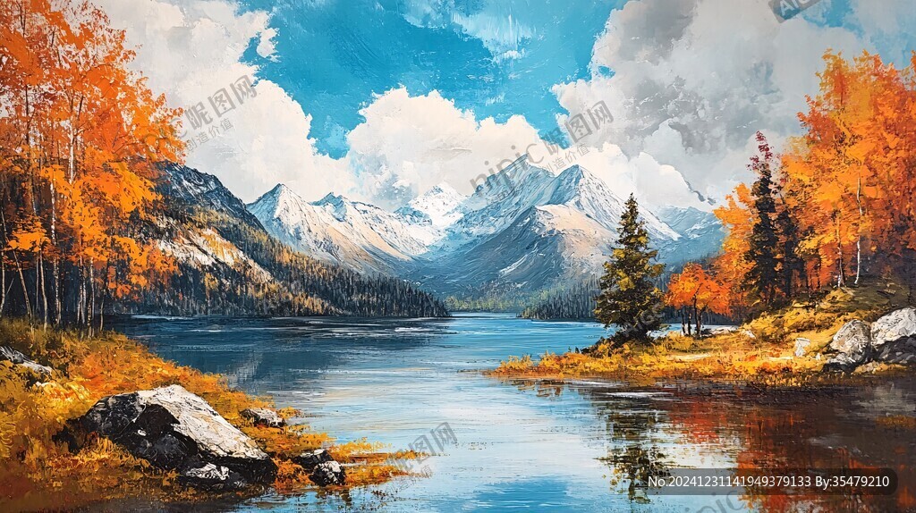 唯美秋天風(fēng)景油畫