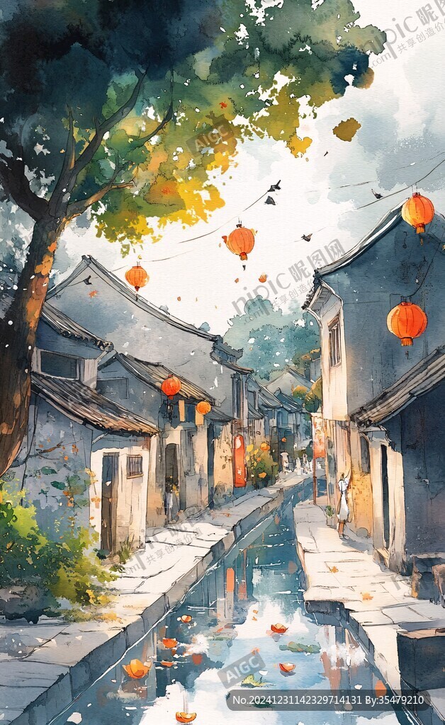 同里海報插畫水彩
