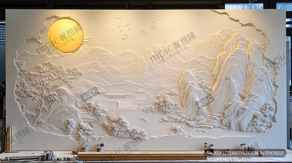 中式山水浮雕