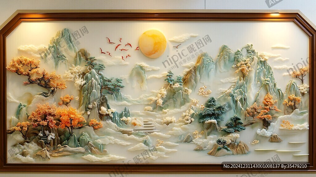 浮雕立體山水畫