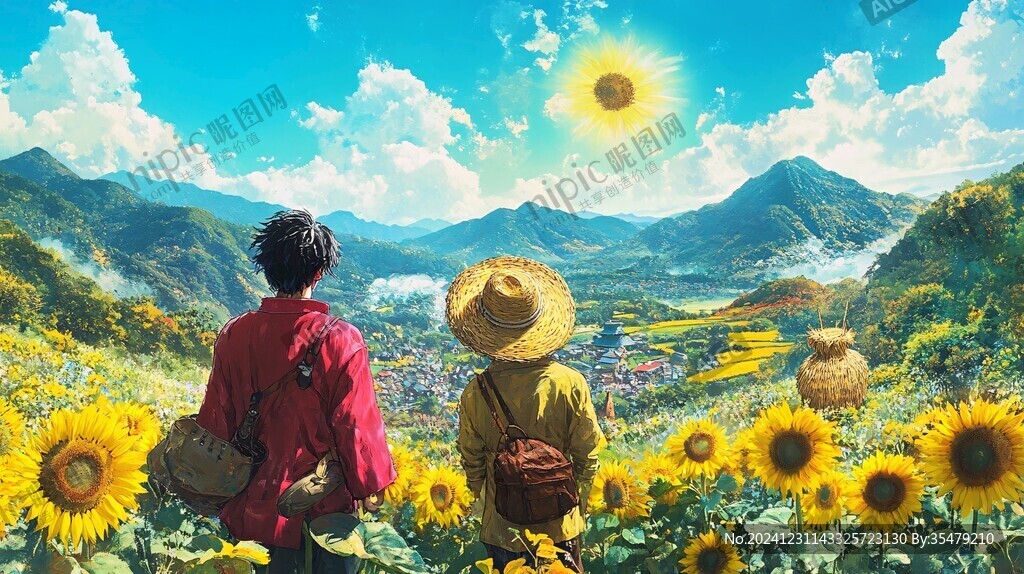 登高賞菊旅行插畫