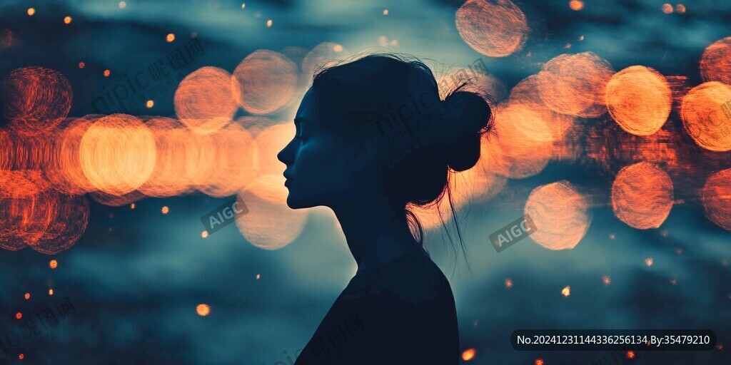 夜晚美女剪影