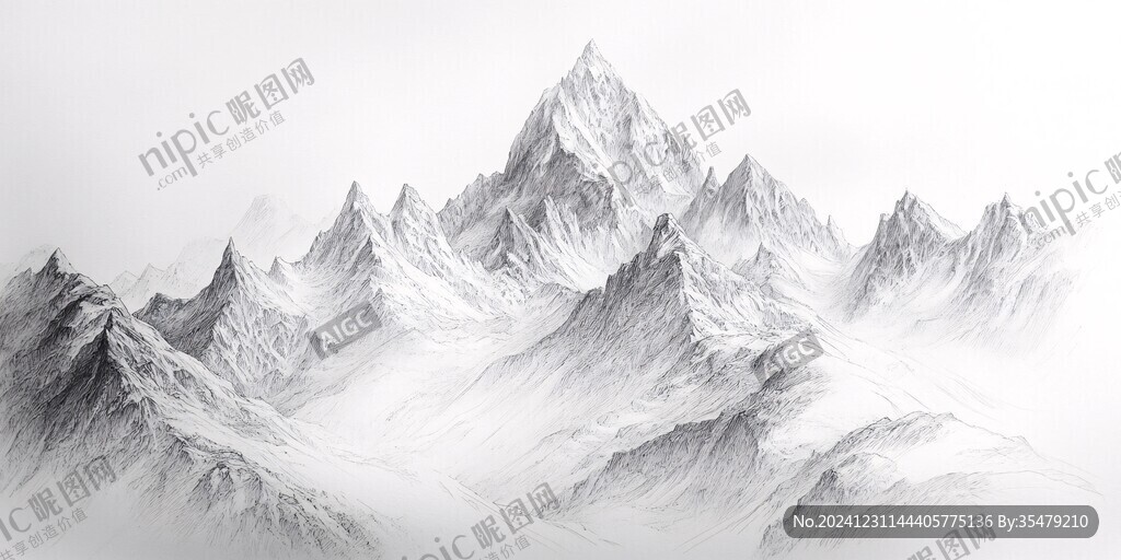 雪山線稿